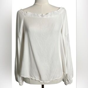 Floreat White Boho Blouse Shirt Top Cottage Indie Festival Hippie 6 Linen Rayon